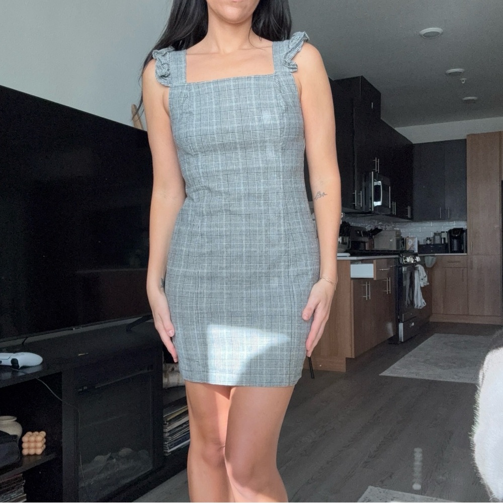 Jack by BB Dakota Gray Checkered Mini Dress